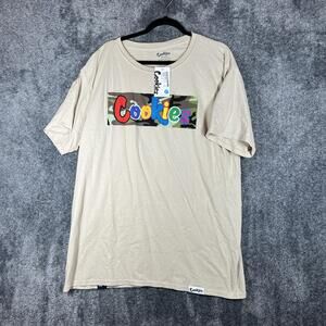 Cookies Shirt Mens XL Beige Camo Box Logo Graphic Crewneck Cotton